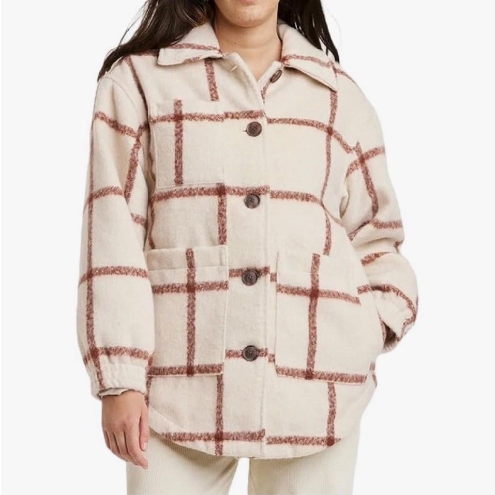Universal Thread Cozy Plaid Button-Front Jacket -… - image 1
